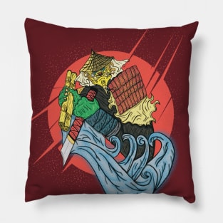 Samurai warrior with tanto & scrolls Pillow