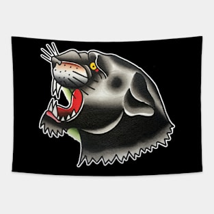 Big Panther Head Tattoo Design Tapestry