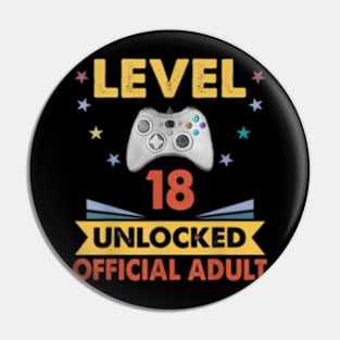 level 18 unlocked Official adult 18th Video Gamer Birthday Pin