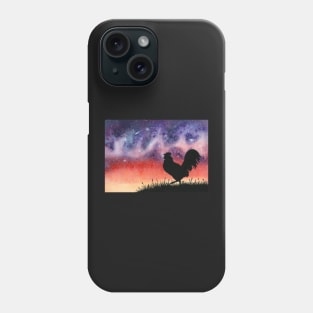 Sunset Rooster and Starry Sky Watercolor Phone Case