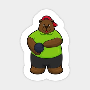 Bear at Bowling with Bowling ball Magnet