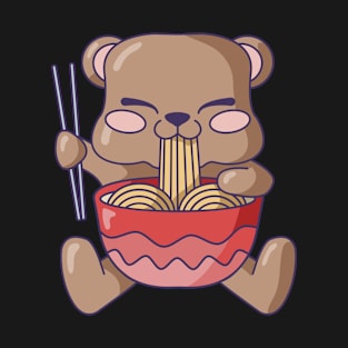Cute Bear with Ramen - Kawaii Designs T-Shirt