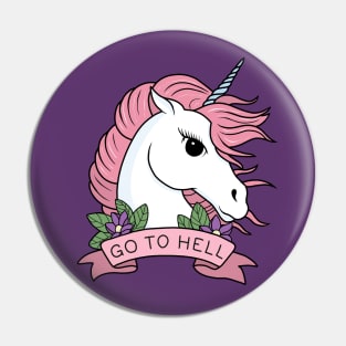 Go to Hell - Unicorn Pin