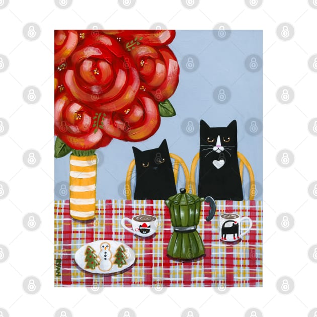 Christmas French Press Cats by KilkennyCat Art