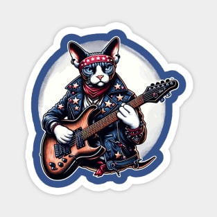 Devon Rex Cat Playing Guitar Magnet