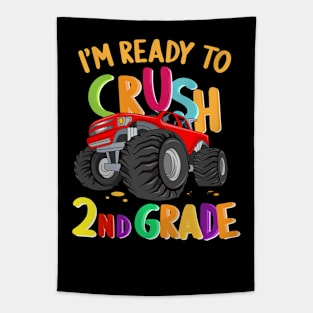 I'm Ready To Crush 2nd Grade Monster Truck Back To School For Kids Gift For 1st Day Of School Tapestry