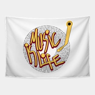 music is life gramophone themed design Tapestry