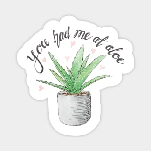 Aloe Vera Valentines Card - You had me at aloe - Watercolour Magnet