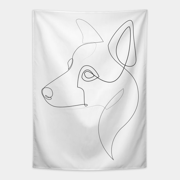 Border Collie - one line drawing Tapestry by addillum