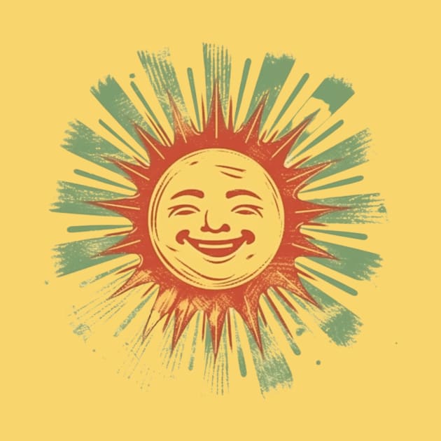 Retro smiling sun illustration by bigmomentsdesign
