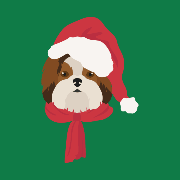 Christmas Shih Tzu Dog Face by JunkyDotCom