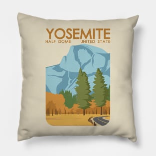 Yosemite half dome summer vintage Pillow