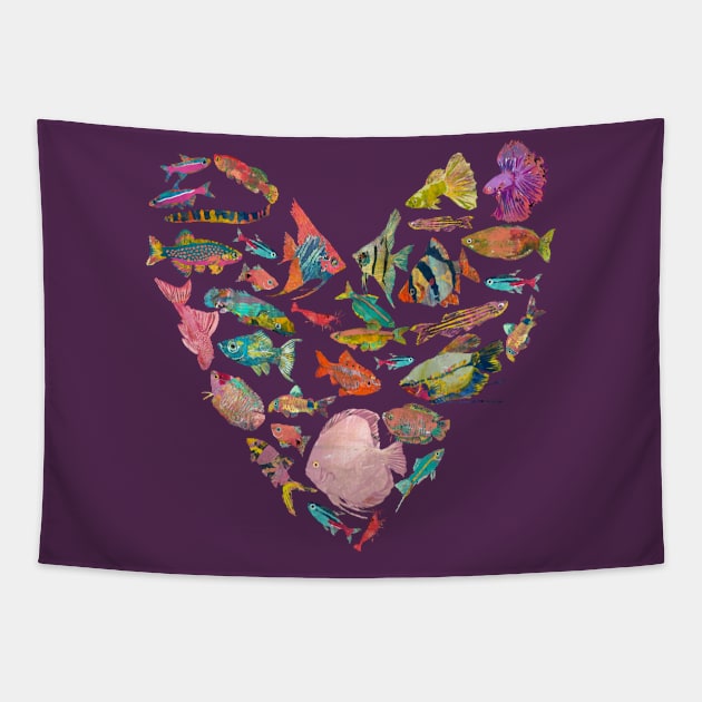 Heart of Tropical Fish Tapestry by Gina's Pet Store