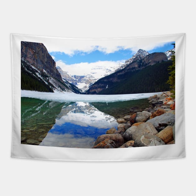 Lake Louise and Victoria Glacier Canadian Rockies Canada Tapestry by Andy Evans Photos