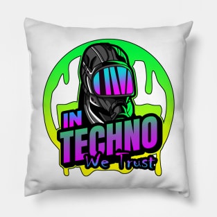 In Techno We Trust Apocalyptic Raver Pillow