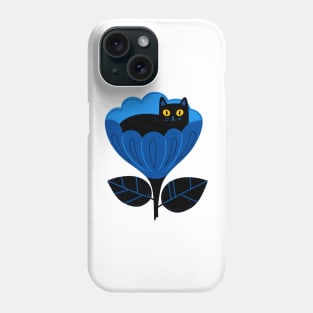 Blue Flower Cat Phone Case