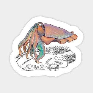 Giant Cuttlefish Doodle-white Magnet