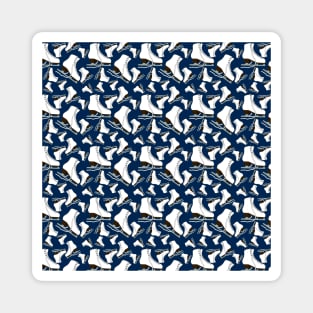 Figure Skates on Navy Blue Background Design Magnet