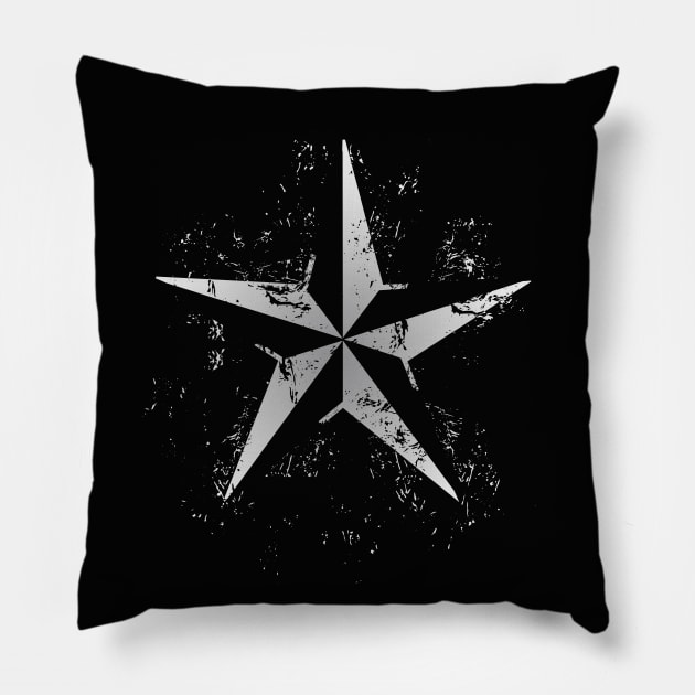 Nautical Star - Grunge Grey Pillow by MellowGroove