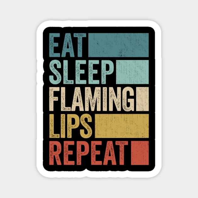 Funny Eat Sleep Flaming Lips Repeat Retro Vintage Magnet by Realistic Flamingo