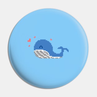 Cute Pixel Whale in Love Pin