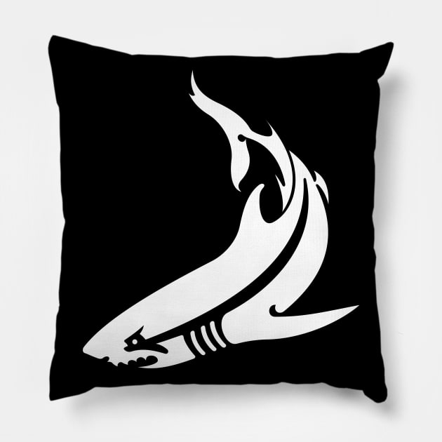 White shark silhouette Pillow by imdesign