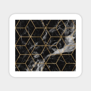 Golden deco black marble geo Magnet