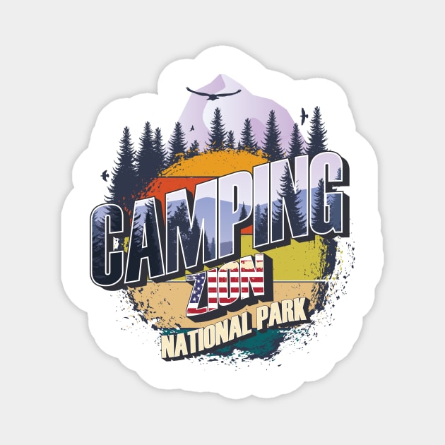 Camping Zion National Park Vintage USA Best gift for campers Adventure gear Magnet by HomeCoquette