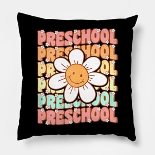 Groovy Preschool Cute Back To School First Day of Pre K Pillow