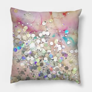 Pastel alcohol ink Holographic Glitter Pillow