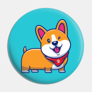 Cute Corgi Wink Cartoon Pin