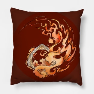 Red Mana Symbol in a Japanese Traditional Style- for fans of Magic the Gathering Pillow