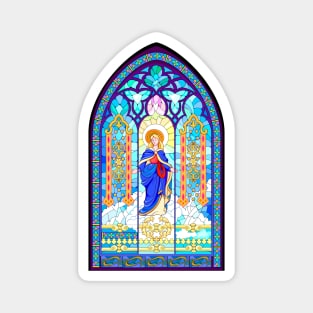 Gothic stained glass window with virgin Mary Magnet