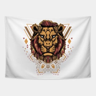 cool lion geometric face Tapestry