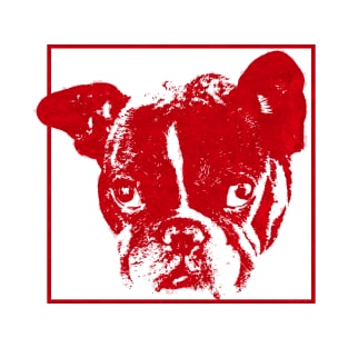 boston terrier / french bulldog red outline T-Shirt