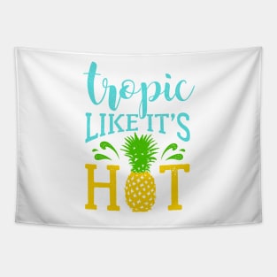 Lettering, Summer, Pineapple and Splashes. Tropic Like It's Hot Tapestry