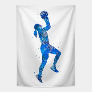 Basketball girl - blue Tapestry