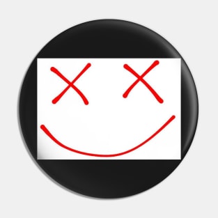 Red smiley design Pin