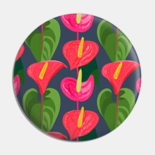 Bold Pink Flowers and Green Leaves Pin