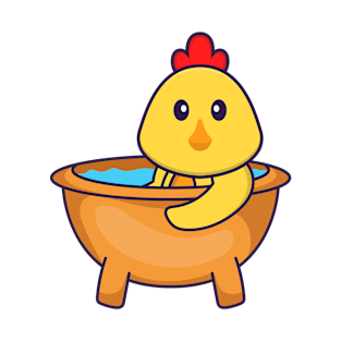 Cute chicken taking a bath in the bathtub. T-Shirt