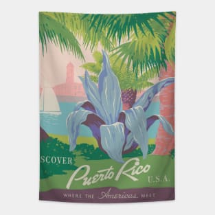 Discover Puerto Rico U.S.A. poster Tapestry