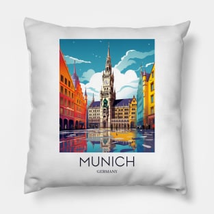 A Pop Art Travel Print of Munich - Germany Pillow