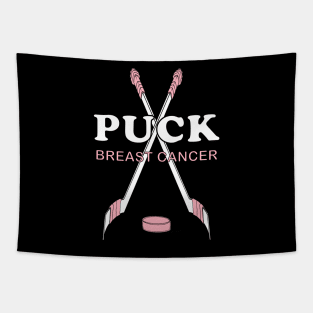 Cancer Awareness Hockey PUCK BREAST CANCER! Tapestry