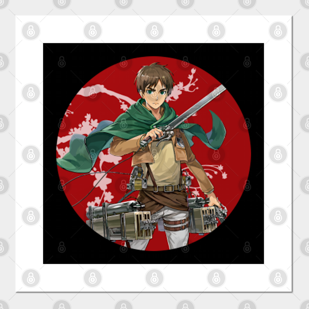 Attack On Titan Eren Yeager Red Circle Eren Yeager Posters And Art Prints Teepublic