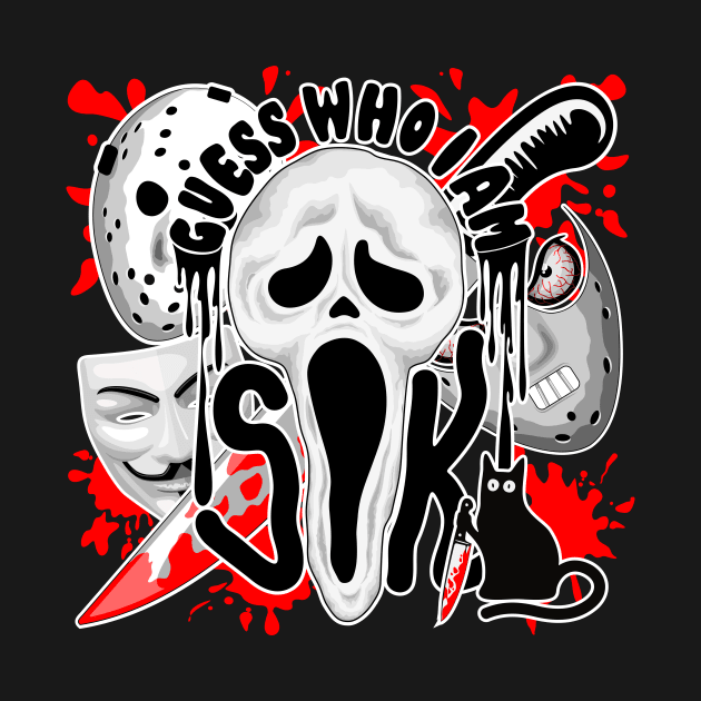 Scream Mask and various Horror Scary Characters Collage by BluedarkArt