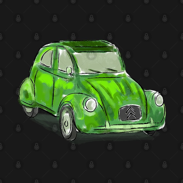 Classic Citroën Deux Chevaux 2CV Loose Sketch - Green by ibadishi