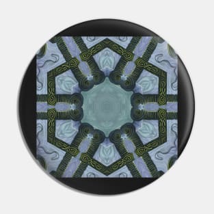 Abstract Sci-fi bio-tech Kaleidoscope pattern (Seamless) 9 Pin