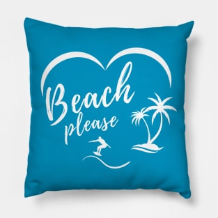 Beach Please t-shirt with an abstract heart logo Pillow