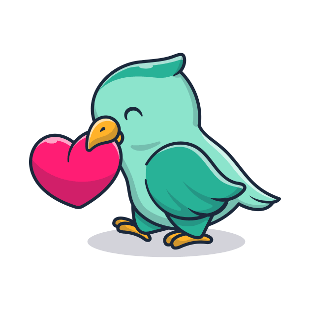 Cute Bird With Love Heart Cartoon by Catalyst Labs