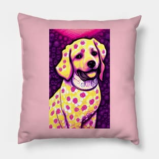 Flowery dog portrait Pillow